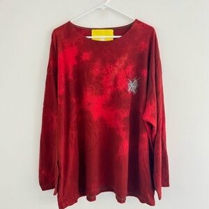 Cross Colours Red Tie Dye Long Sleeve Uniform T Shirt XL